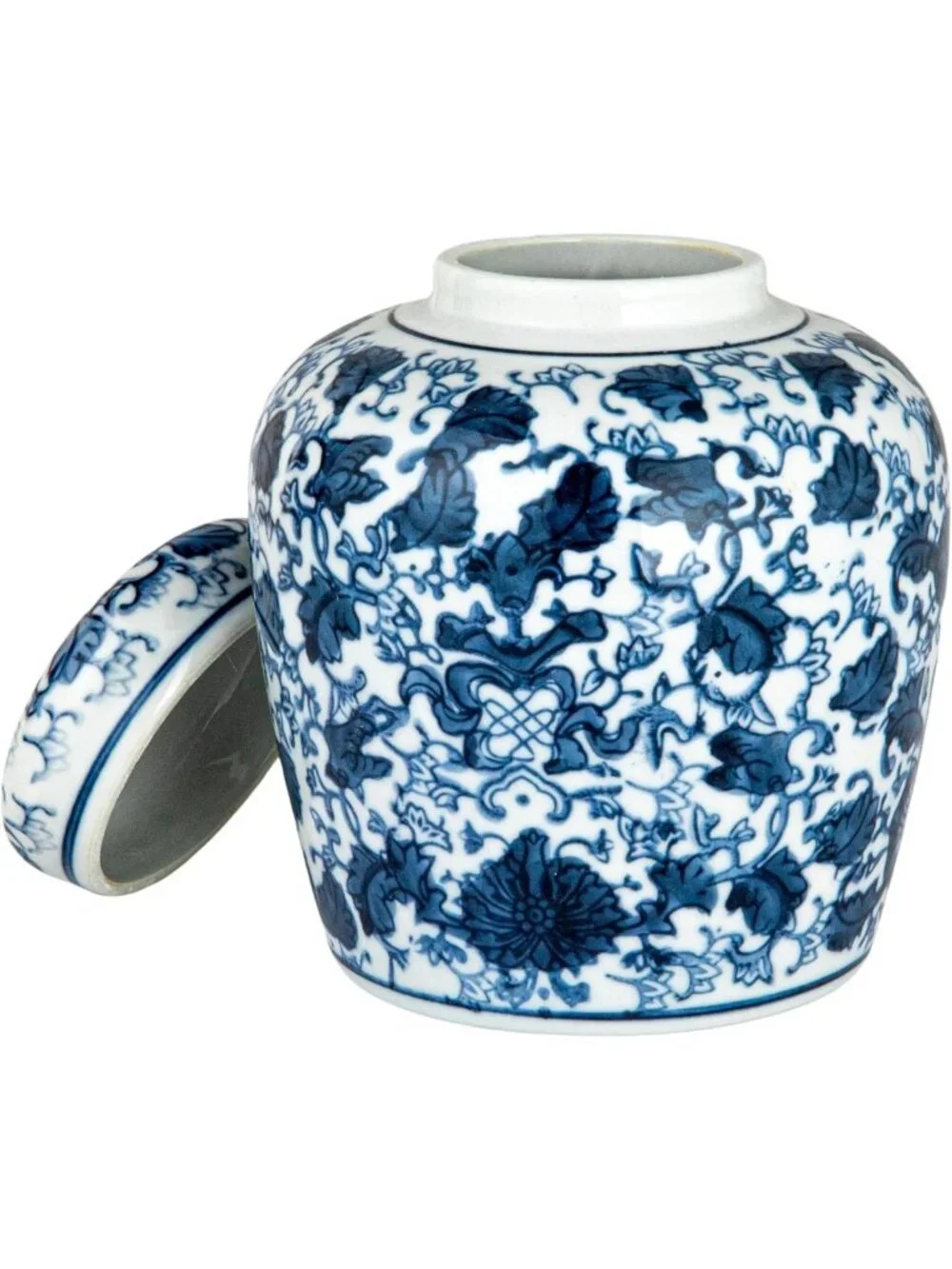 Chic Blue & White Ceramic Ginger Jar with Lid - Stylish Home Decor Accent
